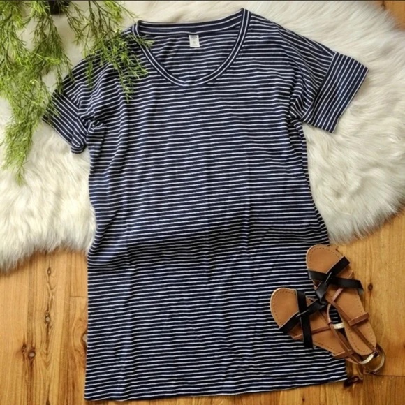 Old Navy Short Sleeve Jersey Knit Navy White Striped Mini Dress Size XS - Picture 1 of 5